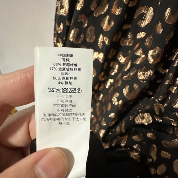 Kate Spade - Black & Rose Gold Leopard Print Midi Dress Sz 6 - Picture 13 of 16